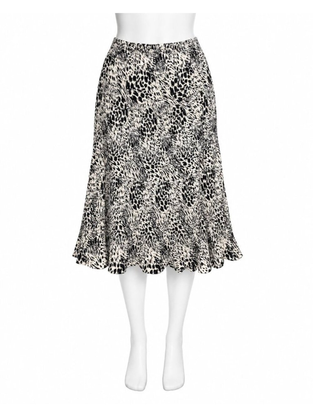 Womens XL Alice Blue Animal Print Midi Skirt Leopard Zebra Ruffle Boho